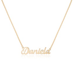 Thick Gold Name Necklace with Zirconia