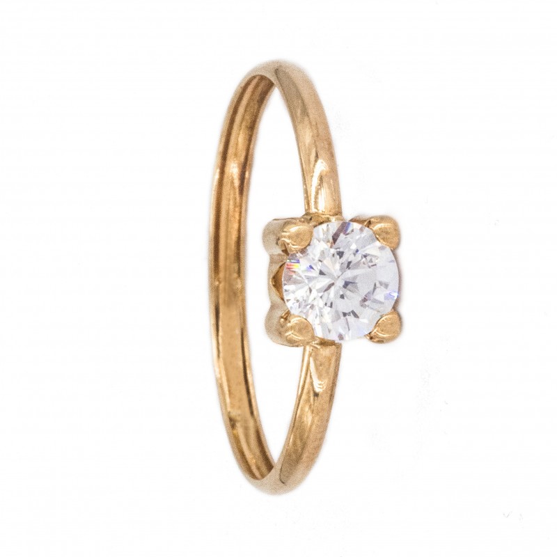 18K Gold Solitaire Ring with 5mm Zirconite