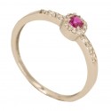 18K gold ring with ruby and set zirconia