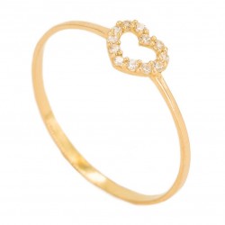 Anillo Oro 18K con corazón engastado en circonitas