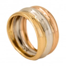 18K Tricolor Gold Ring White, Yellow and Pink