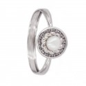 18K Natural Peal White Gold Ring with Carved Orla