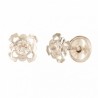 Earrings flower four petals of Gold 18K with zirconia