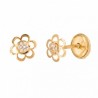 Five-petal gold flower earrings with zirconia