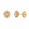18K Bicolor Gold Flower Earrings with Zirconite