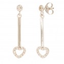 Long Earrings with 18K Gold Rennet and Heart of Zirconia