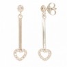 Long earrings with 18K gold rennet and zirconia heart