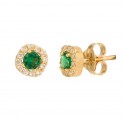 Round rennet earrings with 18K gold zirconia and center with zirconite