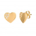 18K Heart of Gold Earrings with Zirconia