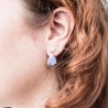 Boucles d'oreilles présure rond en Or 18K , zirconium et présure de quartz bleu