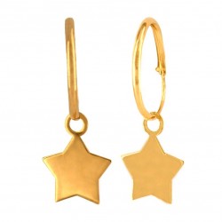 Pendientes aro de Oro 10mm 18K con estrella 5 puntas