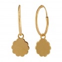 18K Gold Hoop Earrings with Flower