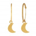 18K Gold Hoop Earrings with Crescent