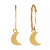 18K Gold Hoop Earrings with Half Moon