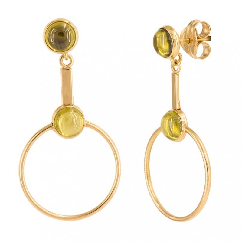 18K Gold Earring Set with Cabochons