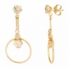 18K Gold Earring Set with Heart-shaped claws and round in zirconia