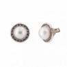 White gold earrings 18 K natural pearl with zirconia lane