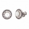 Boucles d'oreilles Or Blanc 18K Natural Pearl avec bordure sculptée