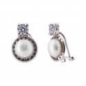 18K White Gold Earrings You and I with conceiten fence