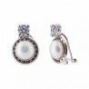 18K To and I White Gold Earrings with Zirconia Fence