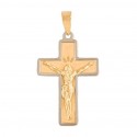 Pingente Cruz Bicolor Ouro 18k com Cristo