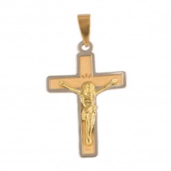 Cruz de oro bicolor con cristo - colgante
