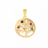 Golden Tree of Life Pendant with Colorful Zirconia