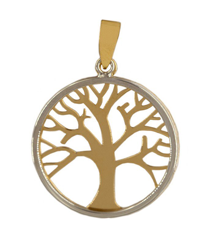  Colgante árbol de la vida oro 18k bicolor (oro amarillo y oro blanco)