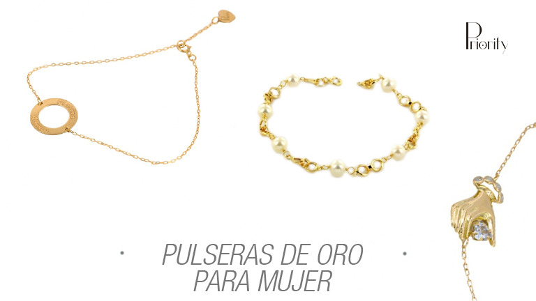 Subordinar Rosa Disfraz Pulseras de oro para mujer - Joyería Online Priority